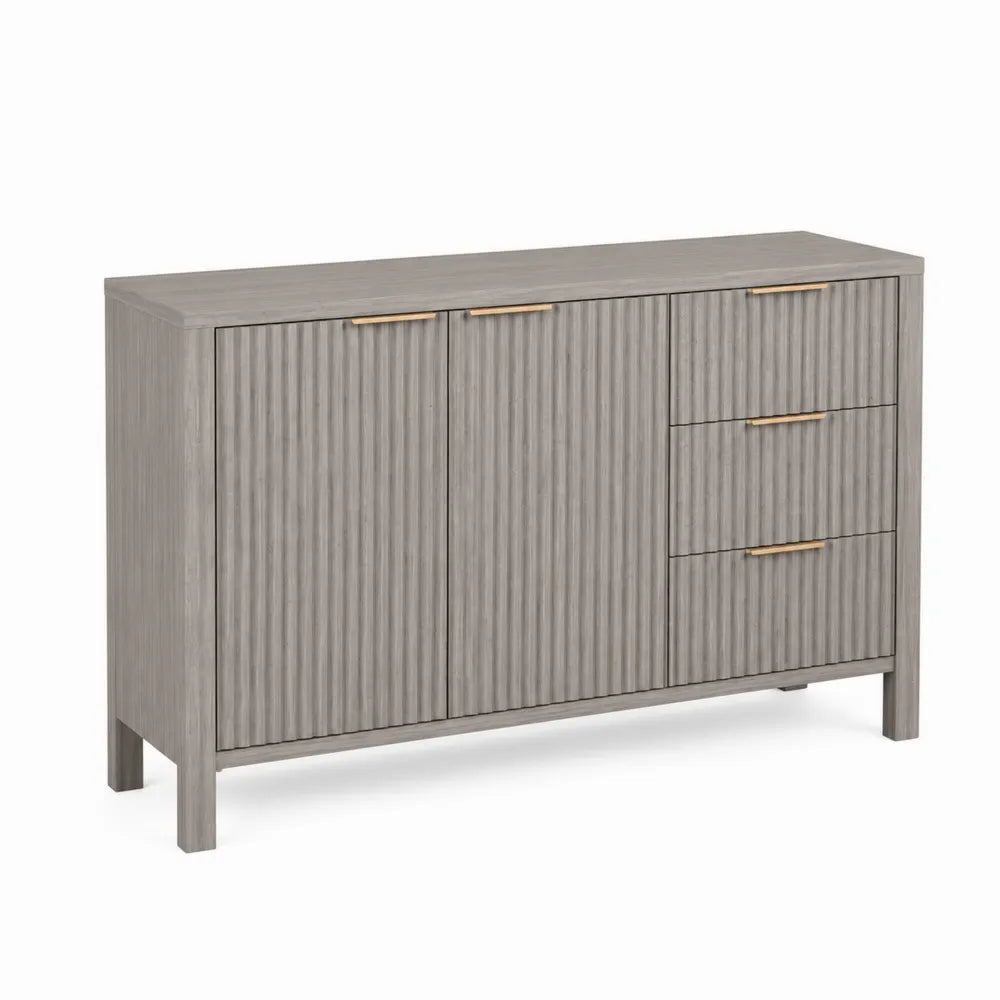 Sideboard mit T¨¹ren und Schubladen Grau Holzfaserplatte 120x40x80 cm