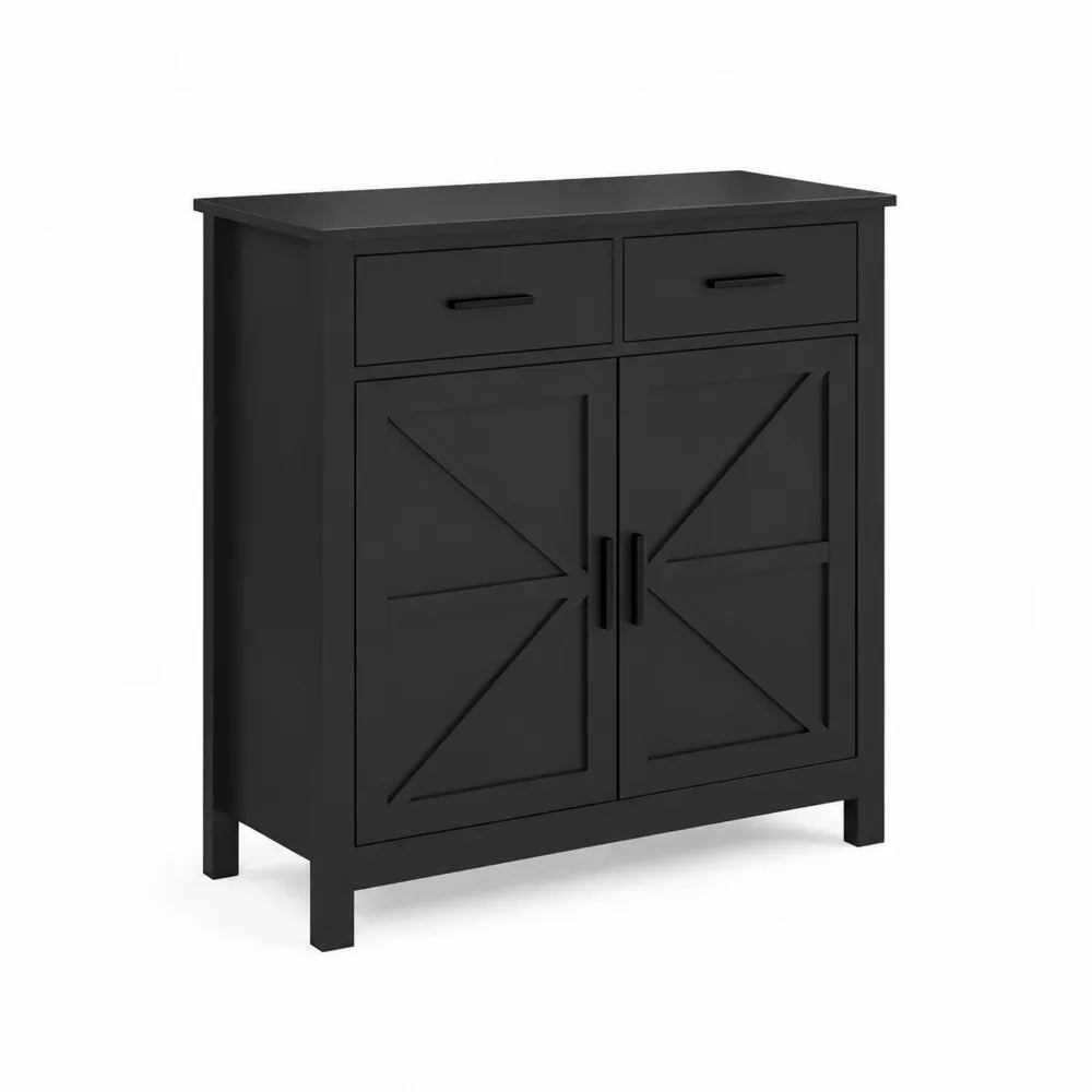 Schwarzes MDF-Sideboard mit zwei T¨¹ren und Schubladen