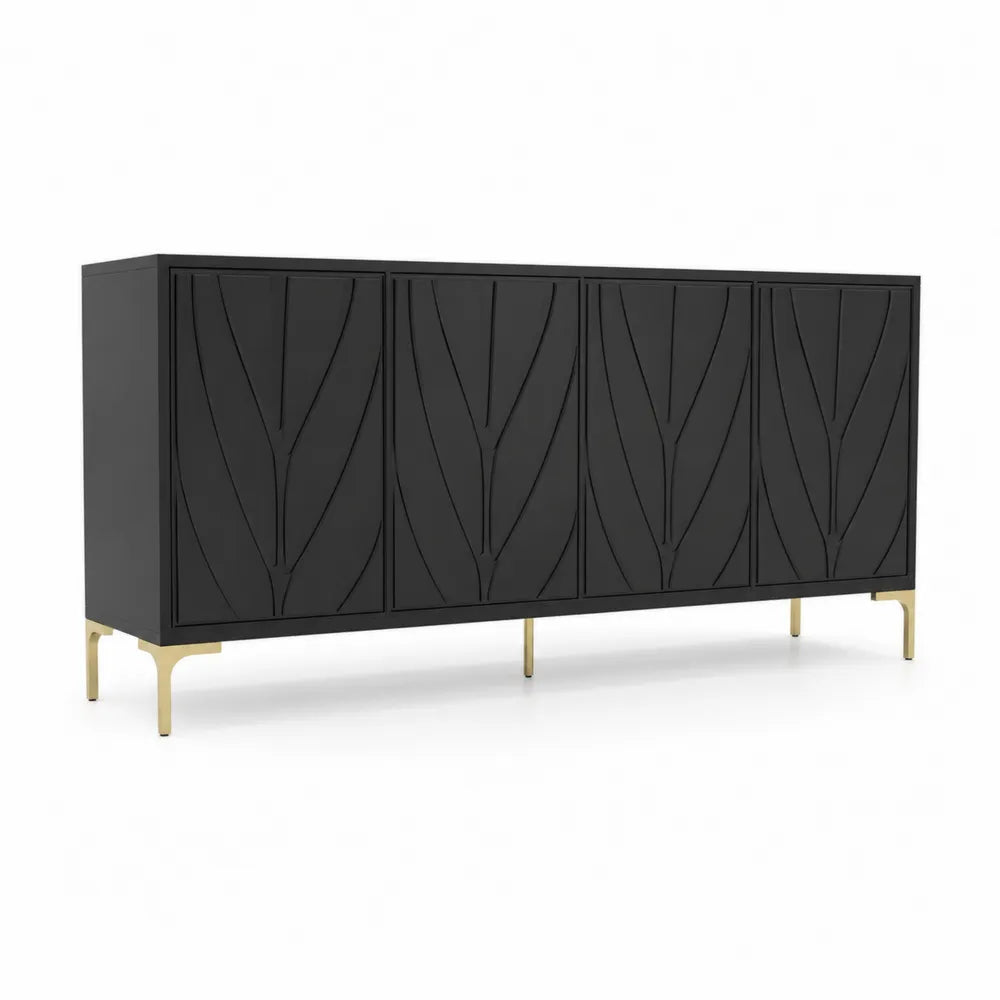 Sideboard Schwarz mit Metallbeinen 160x40x85 cm