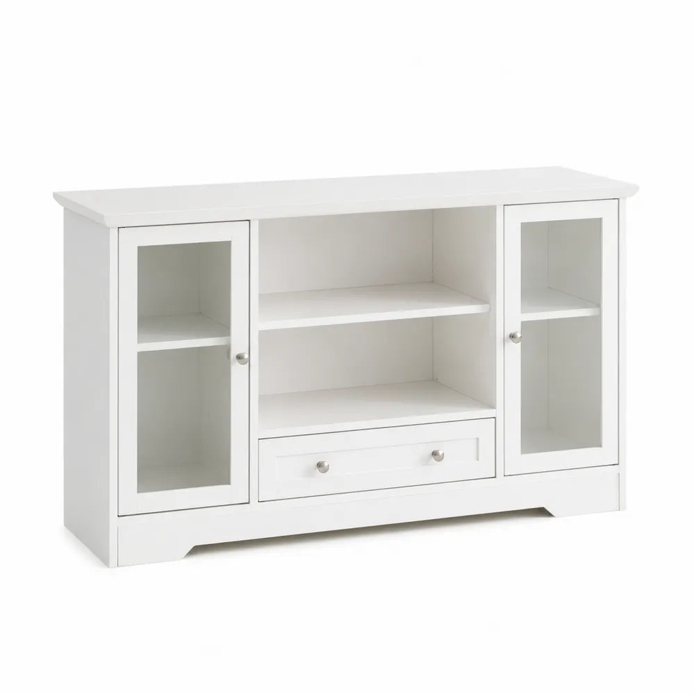 Wei?es Sideboard aus MDF mit geh?rtetem Glas