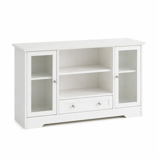 Wei?es Sideboard aus MDF mit geh?rtetem Glas