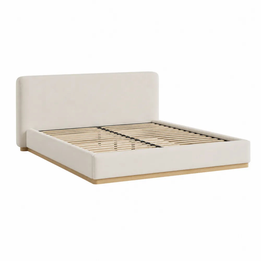 Polsterbett Beige Rechteckig Stoff 200x180 cm
