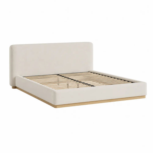 Polsterbett Beige Rechteckig Stoff 200x180 cm