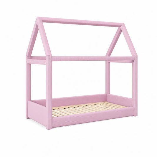 Kinderhausbett aus Holz in Rosa 200x90cm